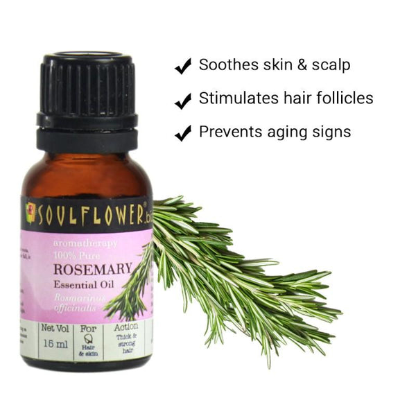 Soulflower Rosemary Oil for Hair and Skin, 15ml