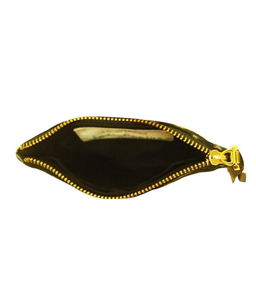 Eco-friendly Women's Ikat Printed Black Color Coin Pouch With Zip
