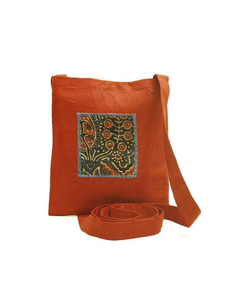 Eco-friendly Women's Ajrakh Sling Bag with Blue, White, Red and Black Print