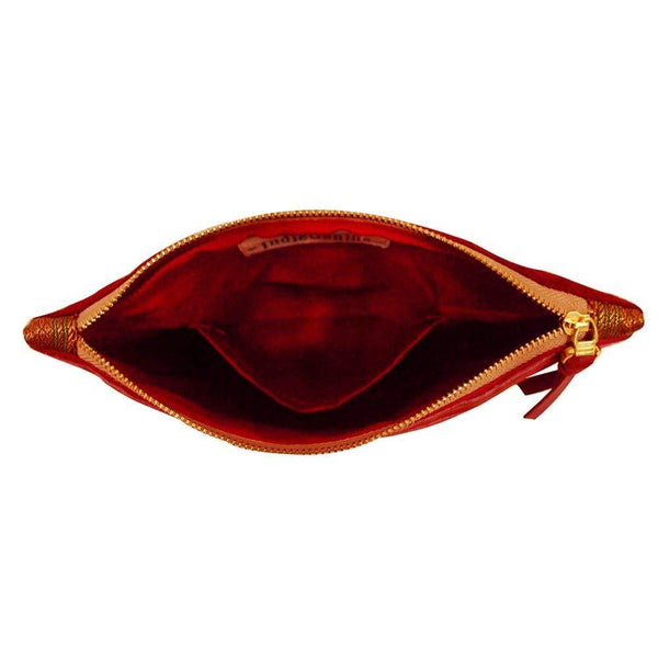 Handcrafted Pouch (02) - Red with Zari Trim
