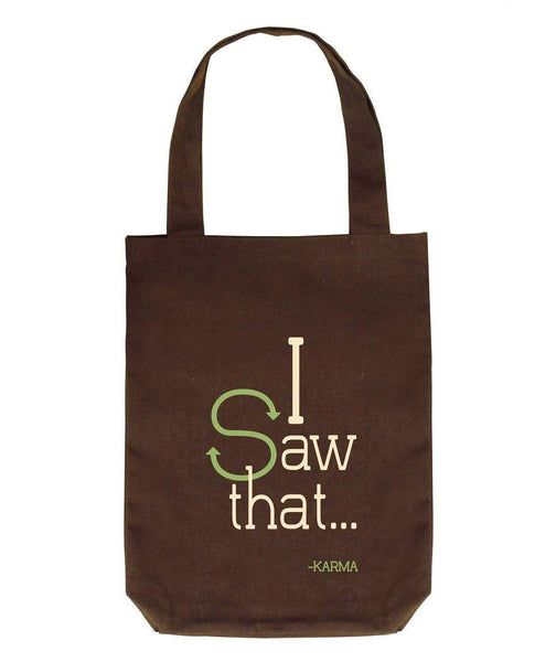Tote Bag (10) - Brown with Cream Print