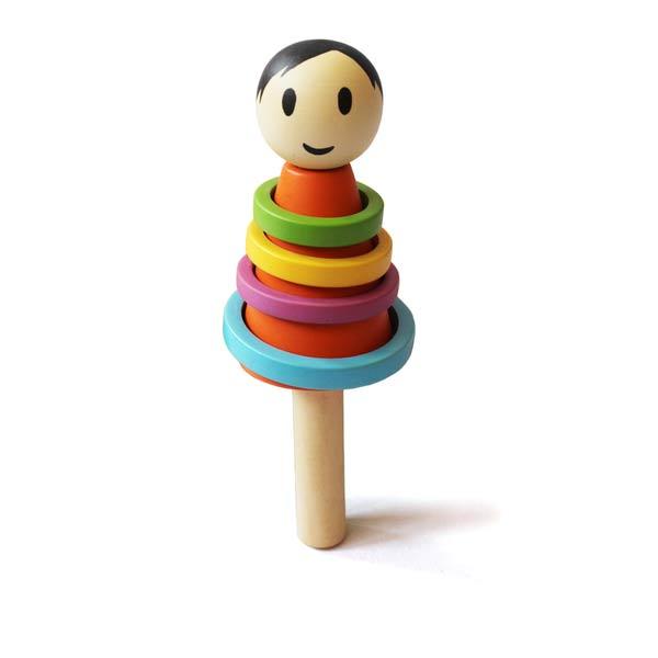Wooden Baby Boy Rattle - 100% Safe, Natural & Eco-friendly