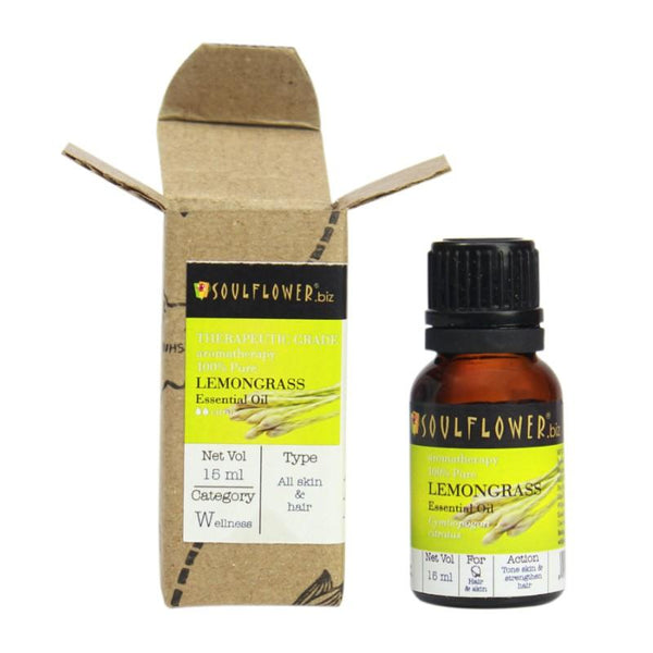 Soulflower Lemongrass Oil for Hair and Skin, 15ml