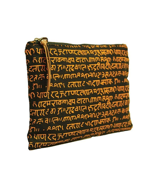 Eco-friendly 'Indie-genius' Pouch (Soft Cotton Yellow Color Mantra Print with Zip)