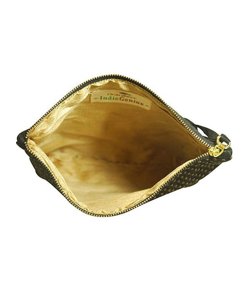 Varanasi Silk Clutch (01) - Black and Gold