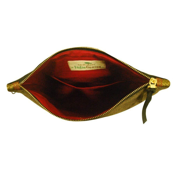 Handcrafted Pouch (04) - Brown and Gold