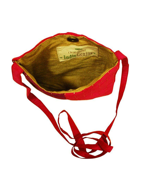 Handcrafted Sling Bag (03) - Red, Maroon and Brown