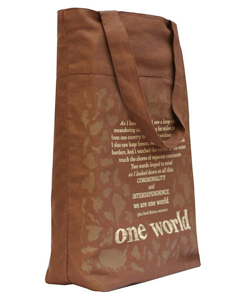 Tote Bag (09) - Brown with Cream Print