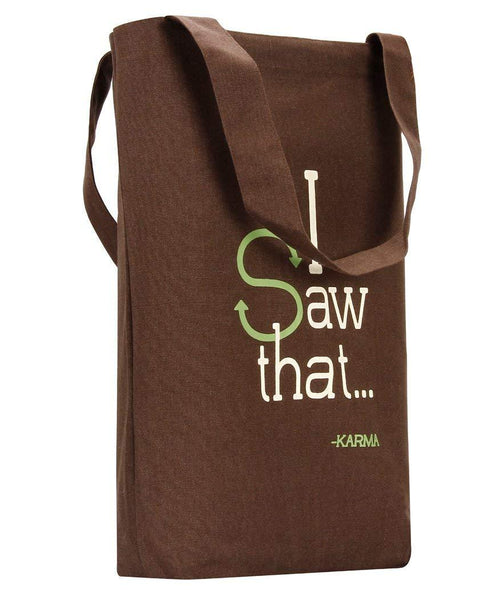 Tote Bag (10) - Brown with Cream Print
