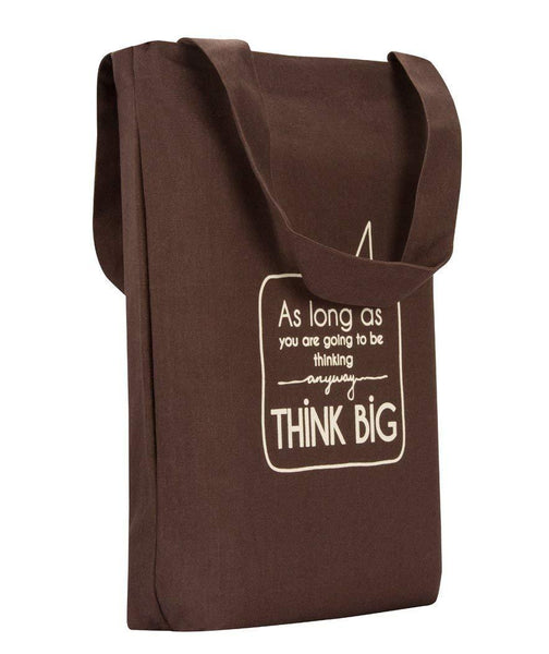Tote Bag (18) - Brown with Cream Print