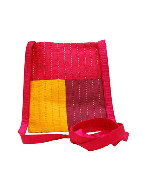 Handcrafted Sling Bag (04) - Red, Maroon and Yellow