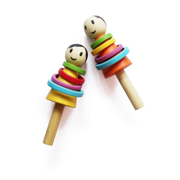 Wooden Baby Boy Rattle - 100% Safe, Natural & Eco-friendly