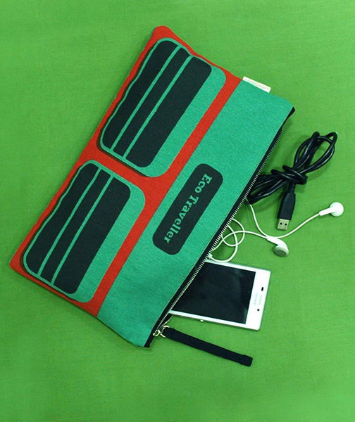 Eco-friendly Women's Pouch (Green and Black)