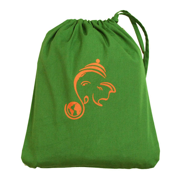 Ganesha's Blessings Eco-friendly Drawstring Gift Bag (Green and Yellow)