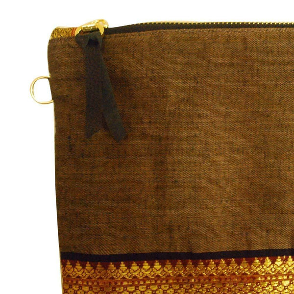 Handcrafted Pouch (04) - Brown and Gold