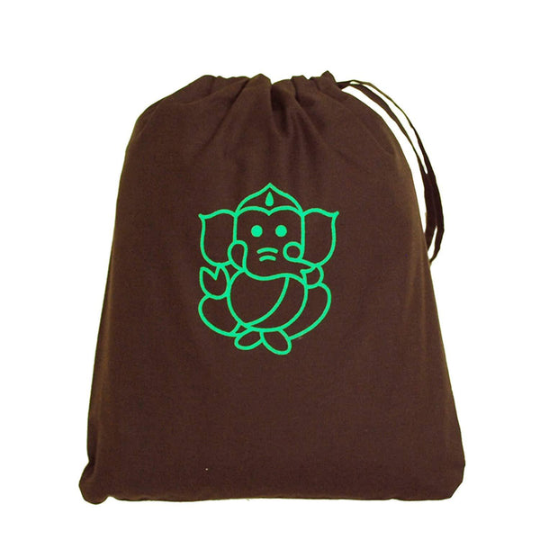 Eco-Friendly Drawstring Gift Bag (Ganesha's Blessings Printed Dark Brown and Green)