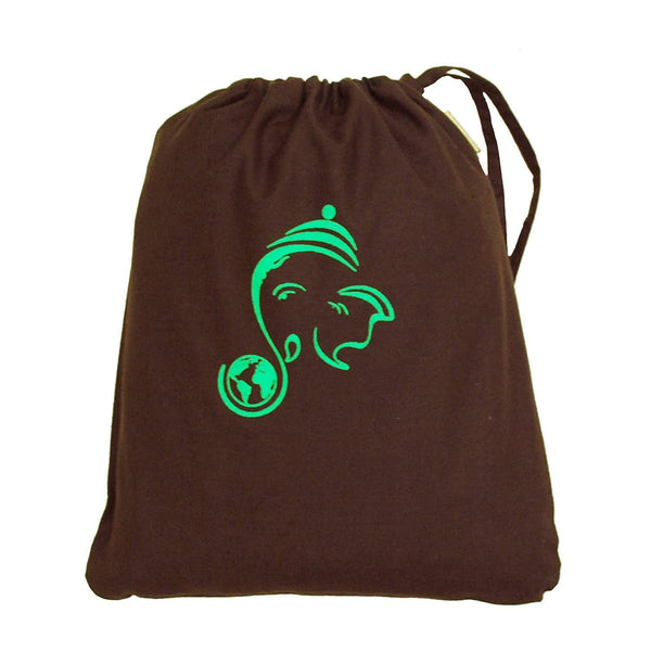 Ganesha's World Eco-Friendly Drawstring Gift Bag (Brown & Green)