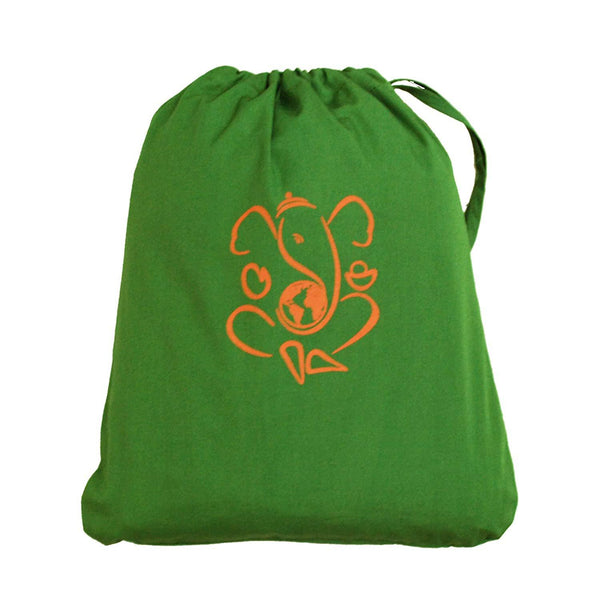 Eco-friendly Ganesha Drawstring Gift Bag (Dark Green & Yellow)