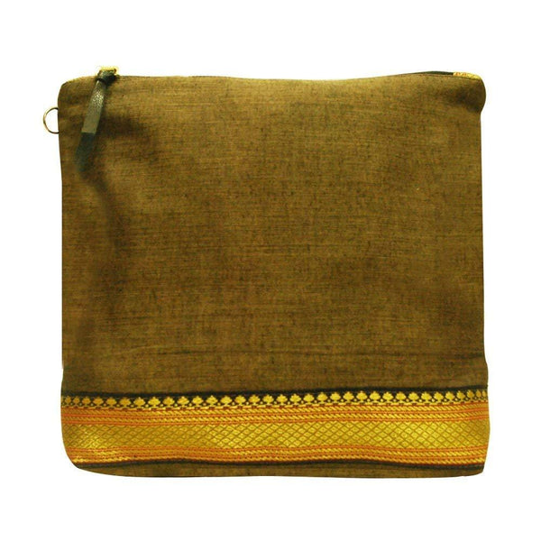 Handcrafted Pouch (03) - Brown and Gold