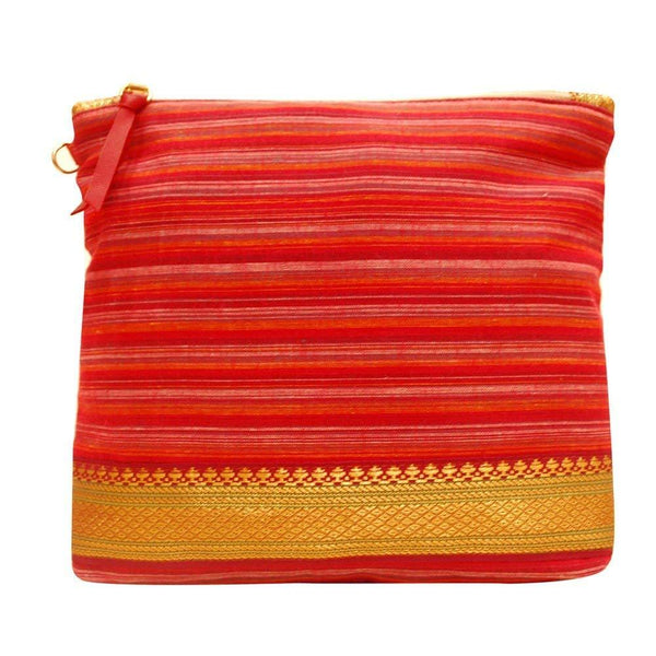 Handcrafted Pouch (02) - Red with Zari Trim