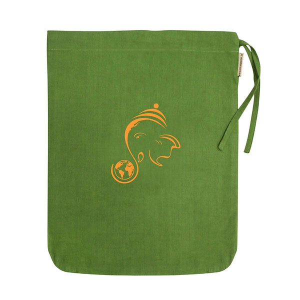 Ganesha's Blessings Eco-friendly Drawstring Gift Bag (Green and Yellow)