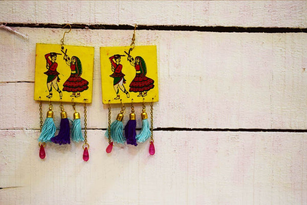 Dandiya Dangler Earrings Hand Painted by Women Artisans