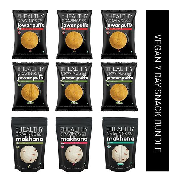 7 Day Vegan Roasted Snack Bundle (Makhana + Jowar Puffs, 9 Packs, 285g)
