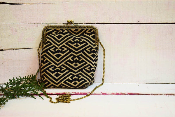 Jacquard Monochrome Sling Bag Handmade by Women Artisans