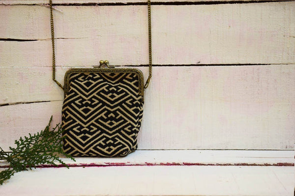 Jacquard Monochrome Sling Bag Handmade by Women Artisans