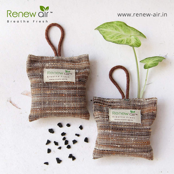 Natural Air Purifier with Activated Charcoal (Set of 2 - Earthy Brown)