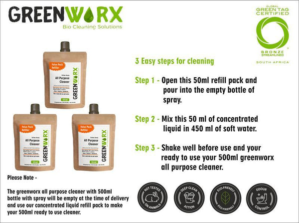 All Purpose Cleaner Combo  (Spray Bottle and 3 Refill Pouches), 340g