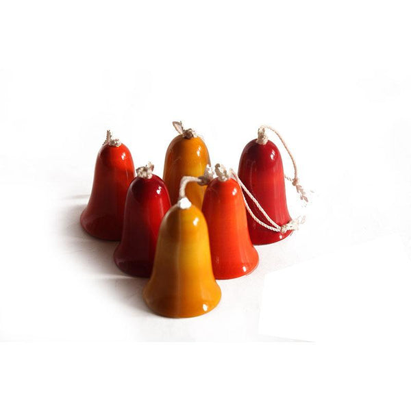 Wooden Christmas Tree Bells Handcrafted by Traditional Artisans (Pack of 6)