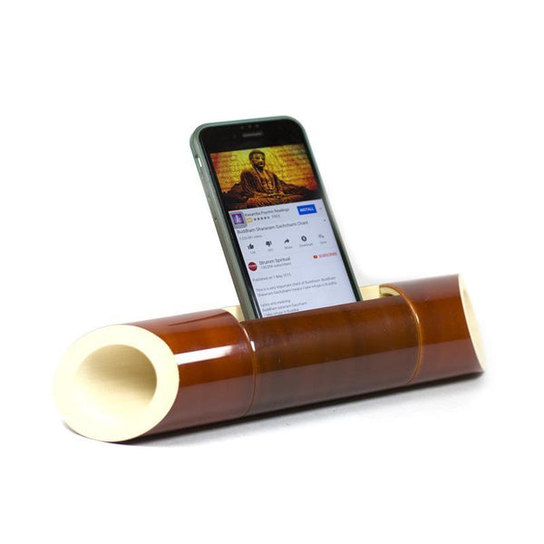 Electricity-Free Natural Ivory Wood Speaker/ Amplifier - Classic Wedge Cut - Brown