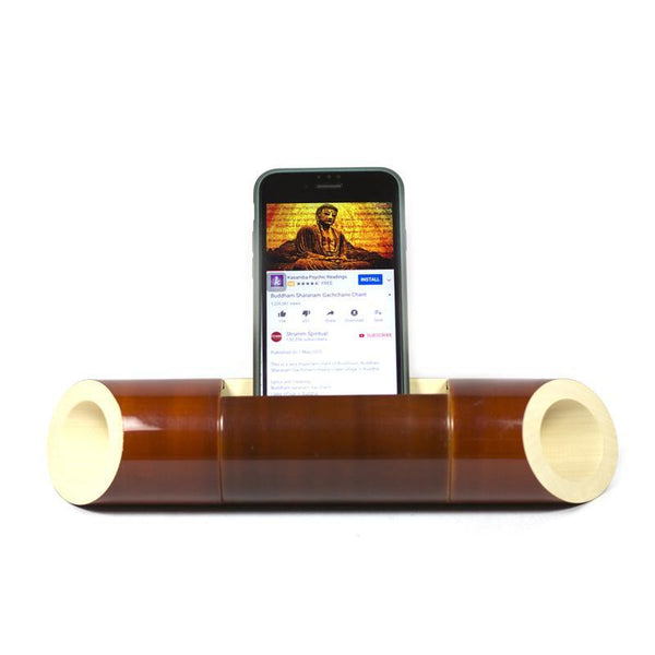Electricity-Free Natural Ivory Wood Speaker/ Amplifier - Classic Wedge Cut - Brown