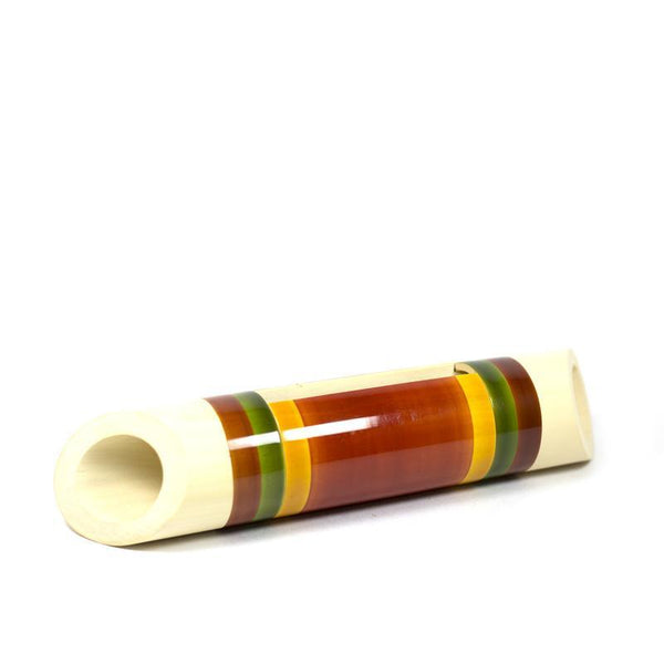 Electricity-Free Natural Ivory Wood Speaker/ Amplifier - Classic Wedge Cut - Coloured Bands