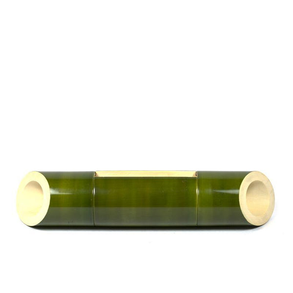Electricity-Free Natural Ivory Wood Speaker/ Amplifier - Classic Wedge Cut - Green