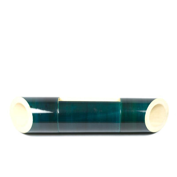 Electricity-Free Natural Ivory Wood Speaker/ Amplifier - Classic Wedge Cut - Indigo