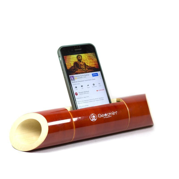 Electricity-Free Natural Ivory Wood Speaker/ Amplifier - Classic Wedge Cut - Red