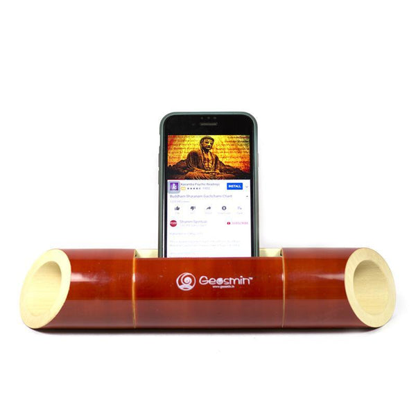 Electricity-Free Natural Ivory Wood Speaker/ Amplifier - Classic Wedge Cut - Red