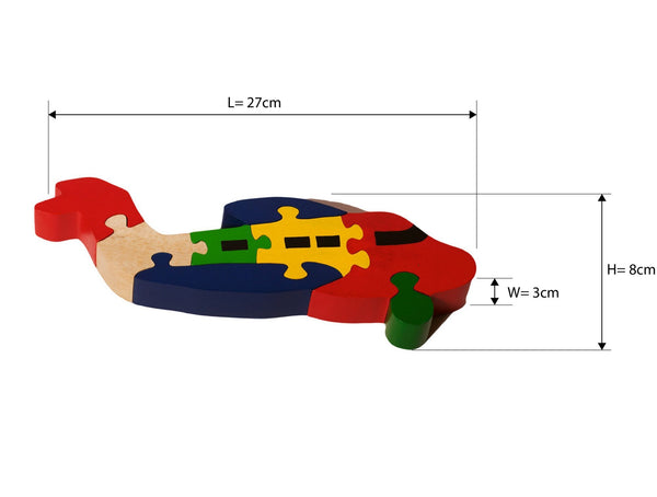 Wooden Aeroplane 3D Chunky 8-Piece Jigsaw Puzzle - 100% Safe, Natural & Eco-friendly