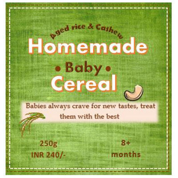 Handcrafted & Homemade Aged Rice & Cashew Baby Food for 6 Months & Above, 250g