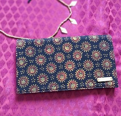 Naturally Dyed Black Ajrakh Clutch