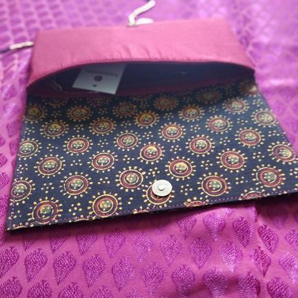 Naturally Dyed Black Ajrakh Clutch