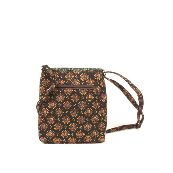 Naturally Dyed Black and Green Ajrakh Sling Bag