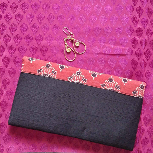 Naturally Dyed Maroon Ajrakh Clutch