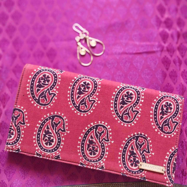 Naturally Dyed Maroon Ajrakh Clutch