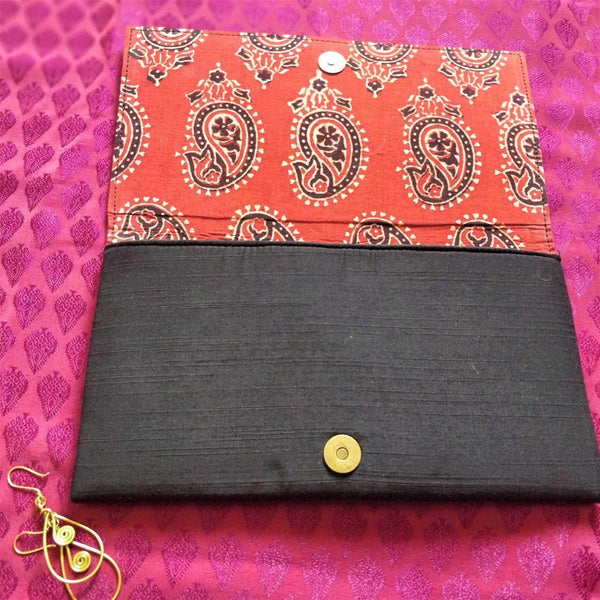 Naturally Dyed Maroon Ajrakh Clutch