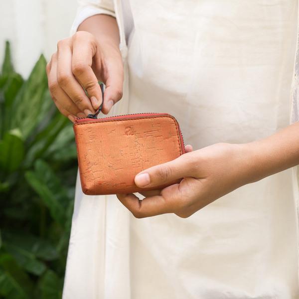 Cork Fabric Women's  Aki Compact Wallet - Sunset