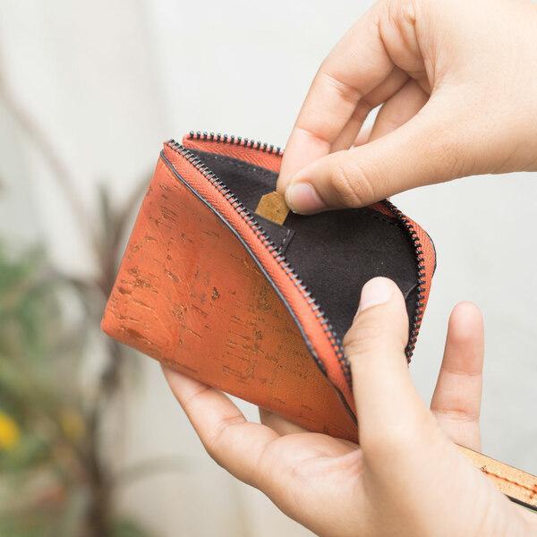 Cork Fabric Women's  Aki Compact Wallet - Sunset