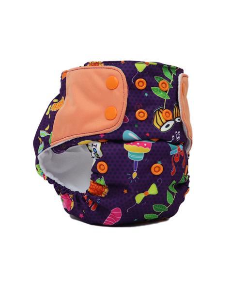 All-in-OneReusable Cloth Diaper with 2 Organic Cotton Dry Feel Soakers [Day & Night Use] - Festoon